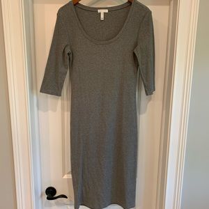 Leith ribbed quarter sleeve body con dress